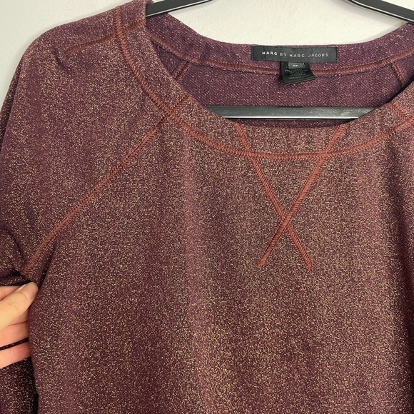 MARC by Marc Jacobs midnight cranberry sparkly metallic raglan sweatshirt - Picture 2 of 10